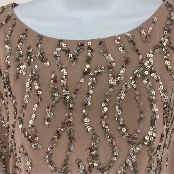 Aidan Mattox Blush Pink Sequin Short Sleeve Dress US 2 New with Tags - Picture 5 of 14
